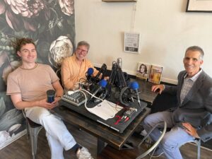 Editor Tim Collins, Screenwriter Michael Kinberg, and Film and Television Editor Mitchell Danton A.C.E. recording Recapturing Hollywood.